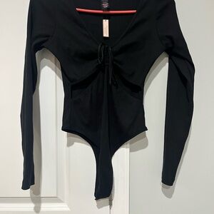 Victoria's Secret Black V-Neck Bodysuit with cut outs